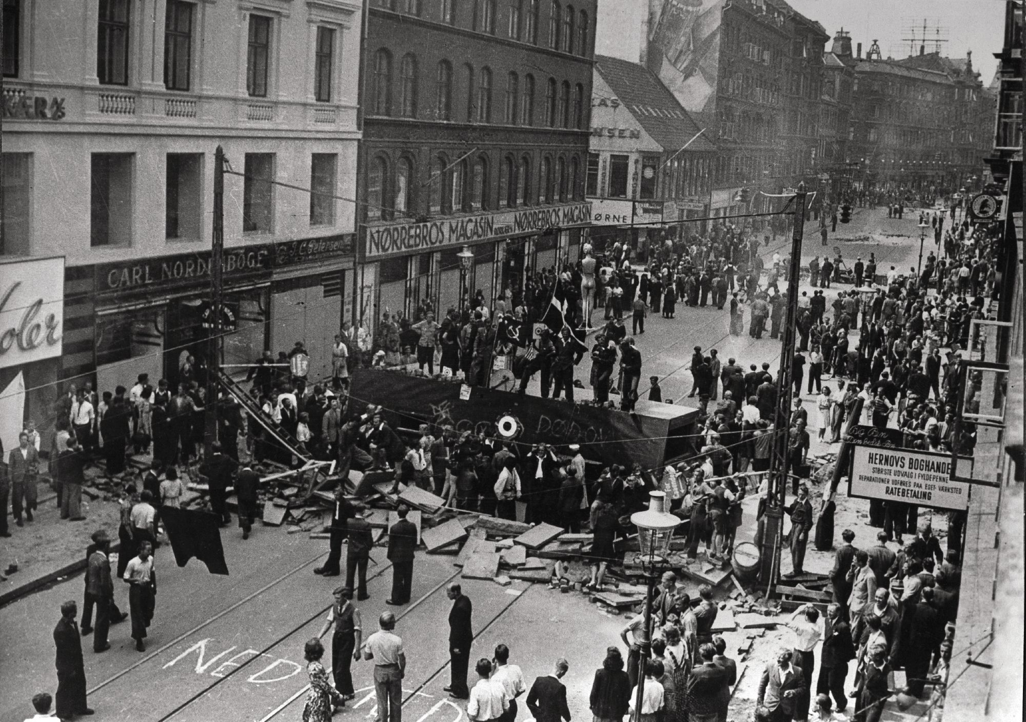 Barrikader på Nørrebro under folkestrejken i 1944